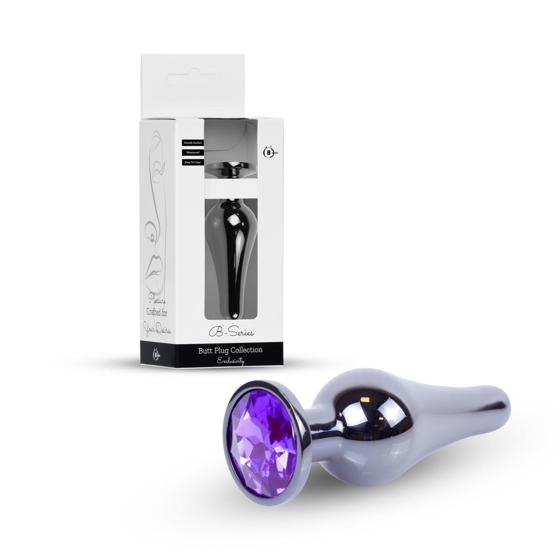 Plug-Jewellery Dark Silver Butt Plug- Purple