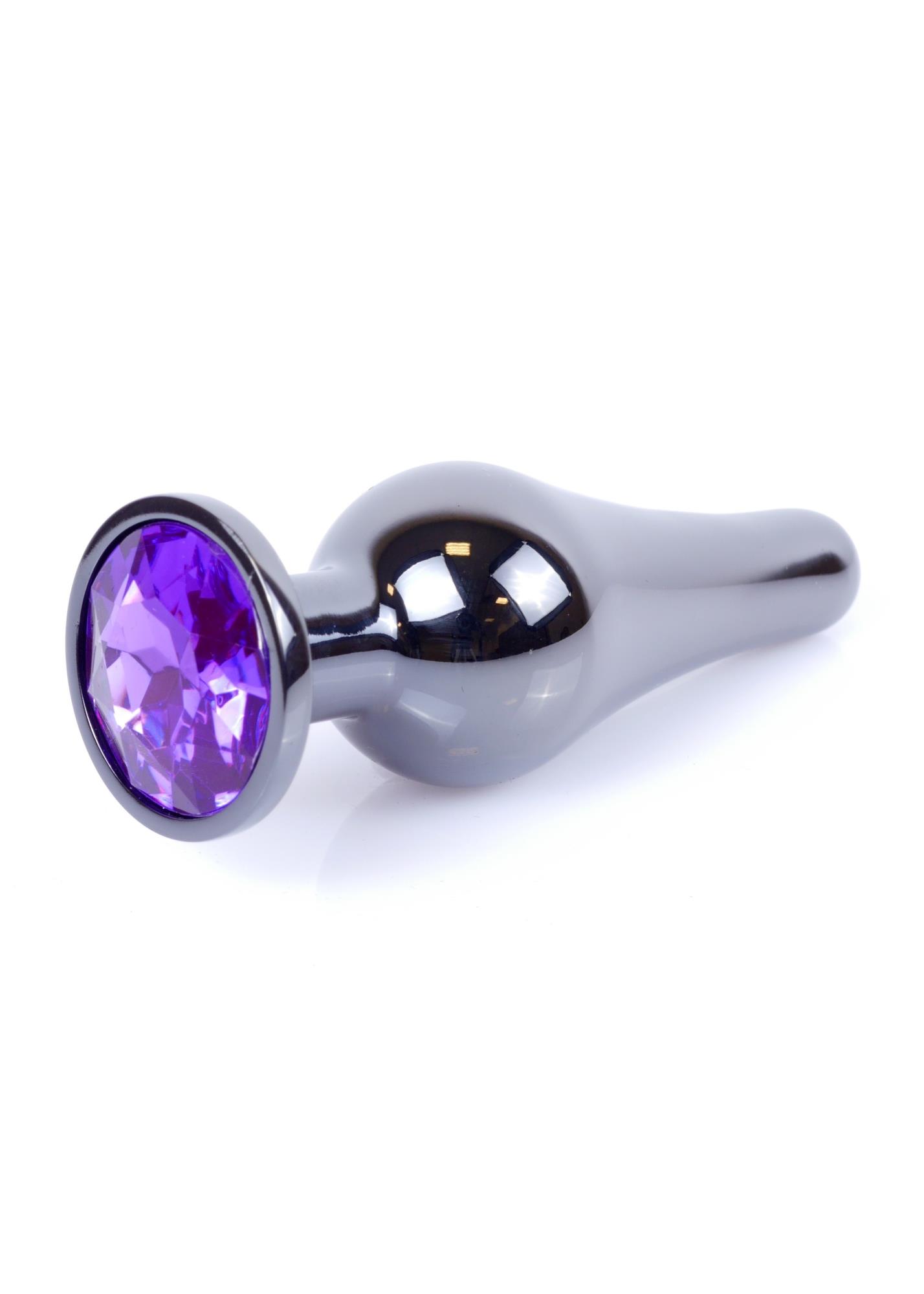 Plug-Jewellery Dark Silver Butt Plug- Purple