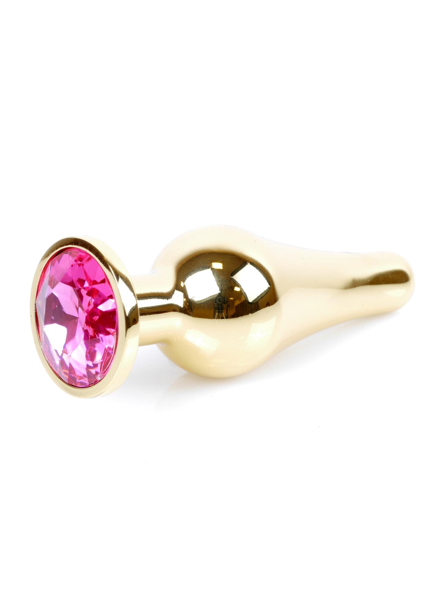 Plug-Jewellery Gold Butt Plug- Pink