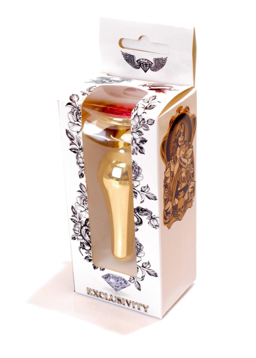 Plug-Jewellery Gold Butt Plug- Pink