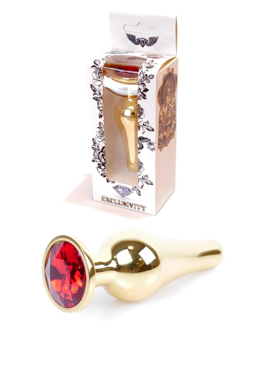 Plug-Jewellery Gold Butt Plug- Red