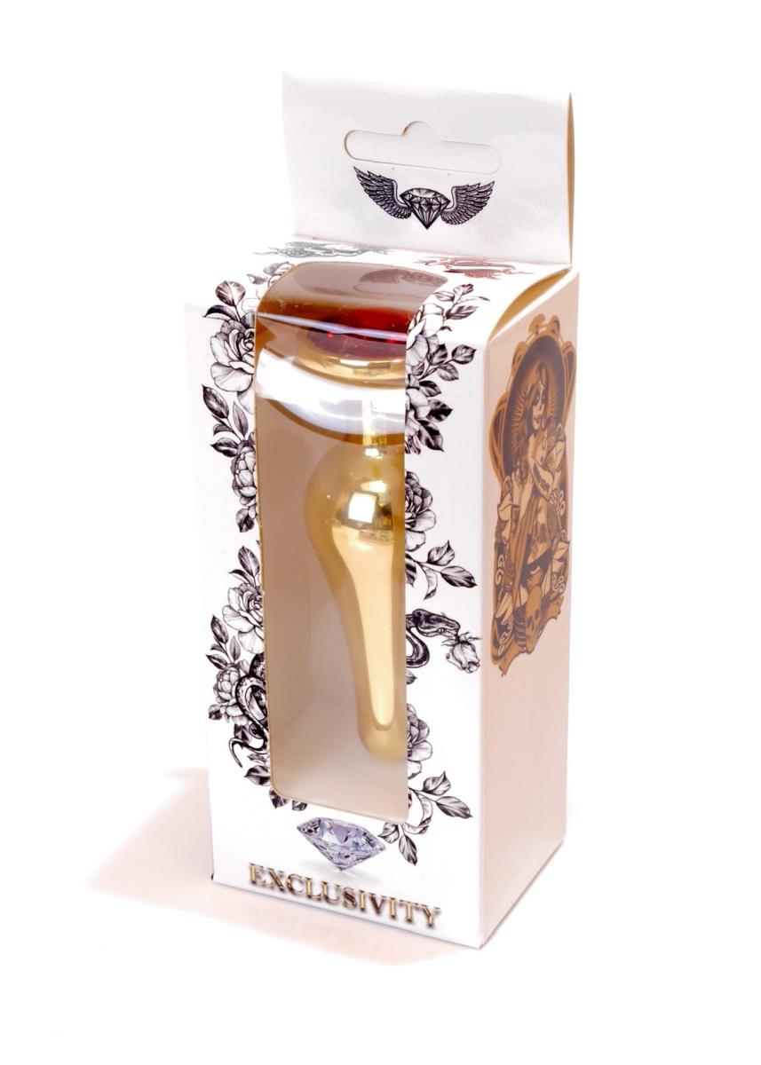 Plug-Jewellery Gold Butt Plug- Red