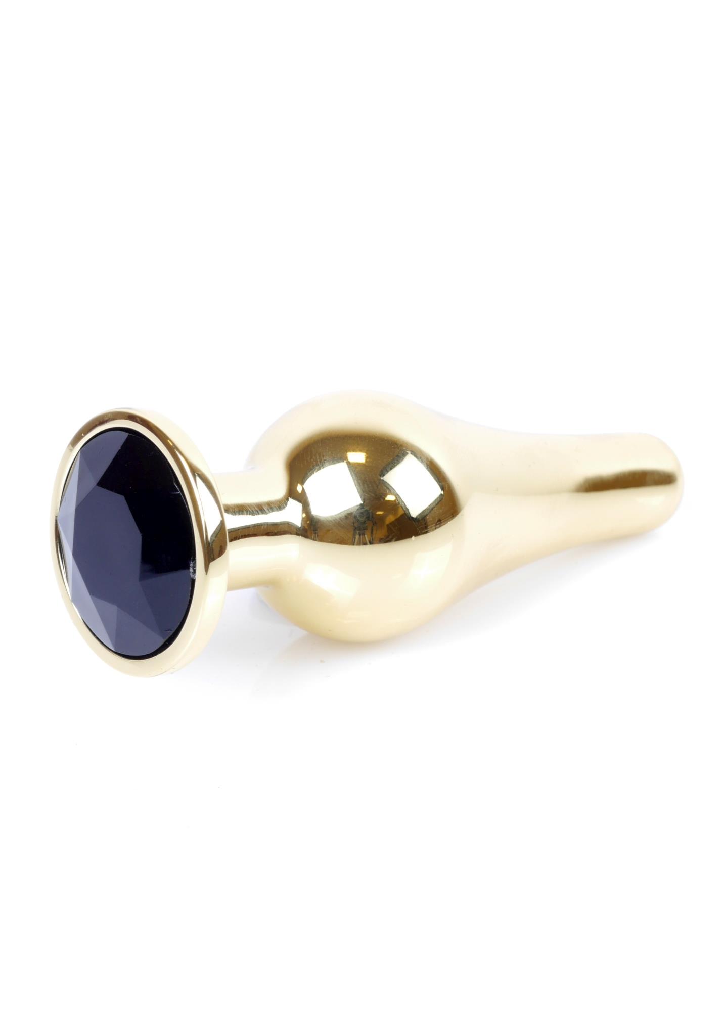 Plug-Jewellery Gold Butt Plug- Black