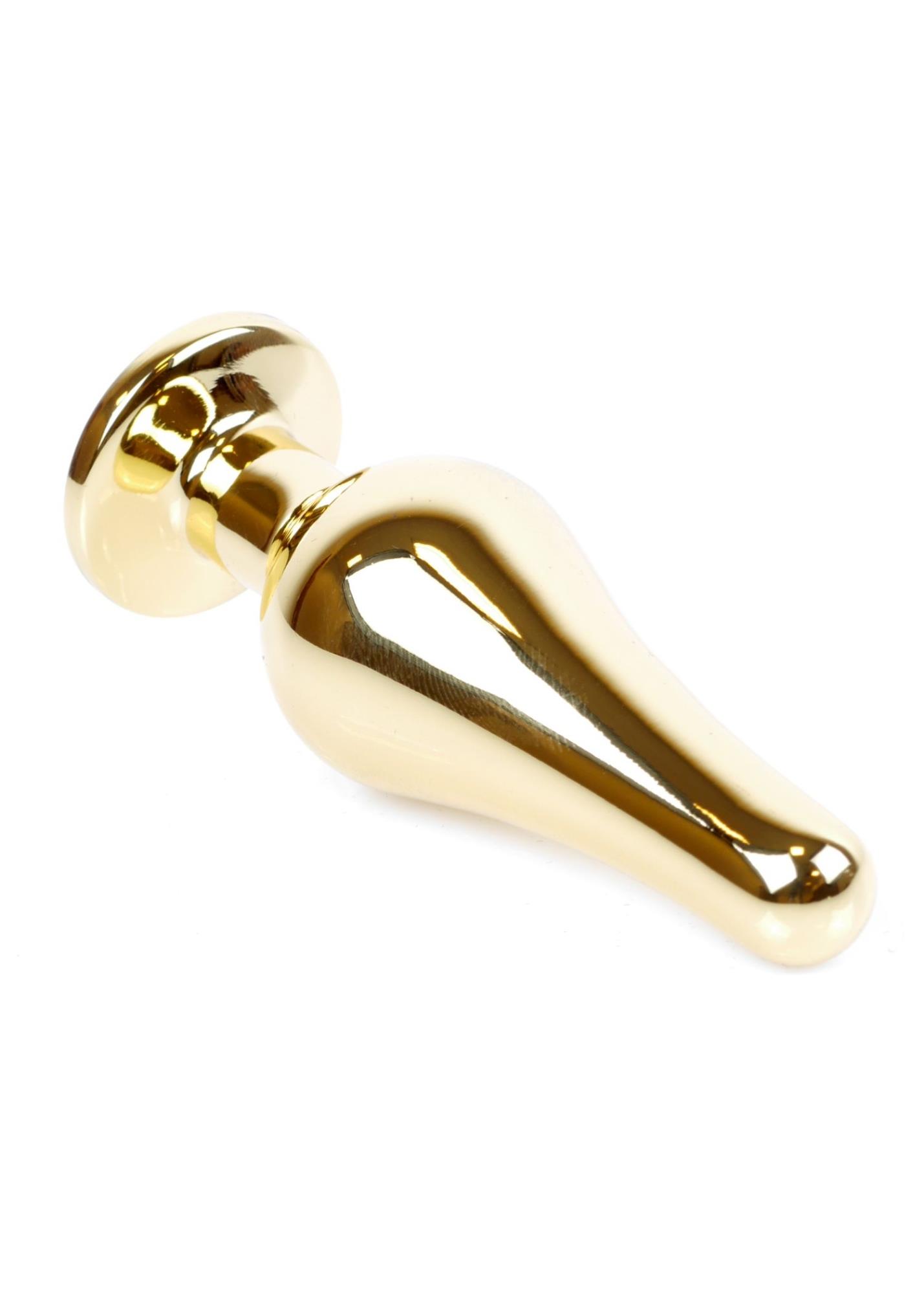 Plug-Jewellery Gold Butt Plug- Clear