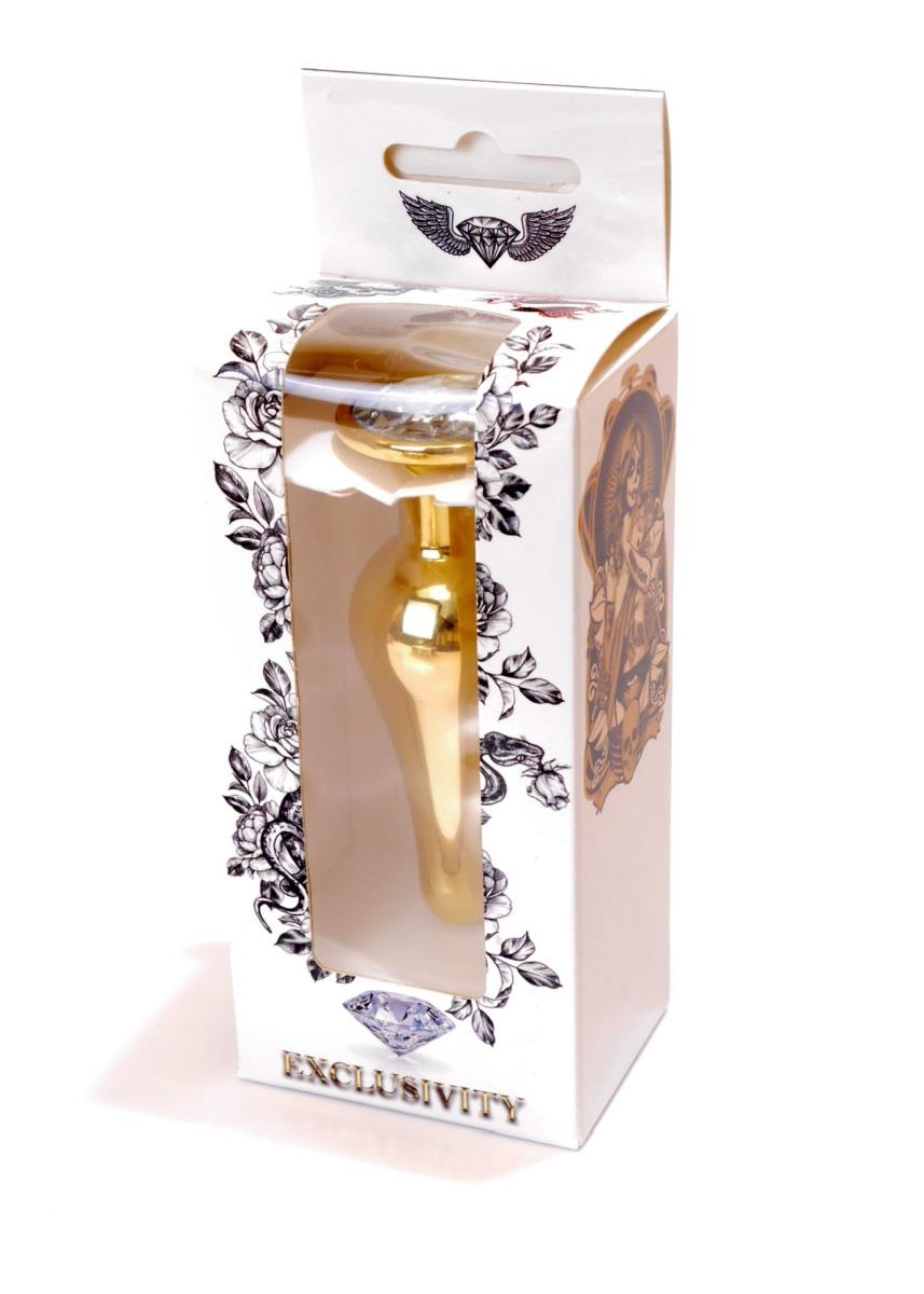 Plug-Jewellery Gold Butt Plug- Clear