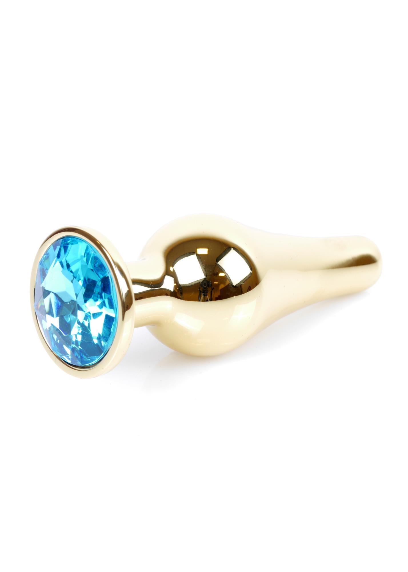 Plug-Jewellery Gold Butt Plug- Light Blue
