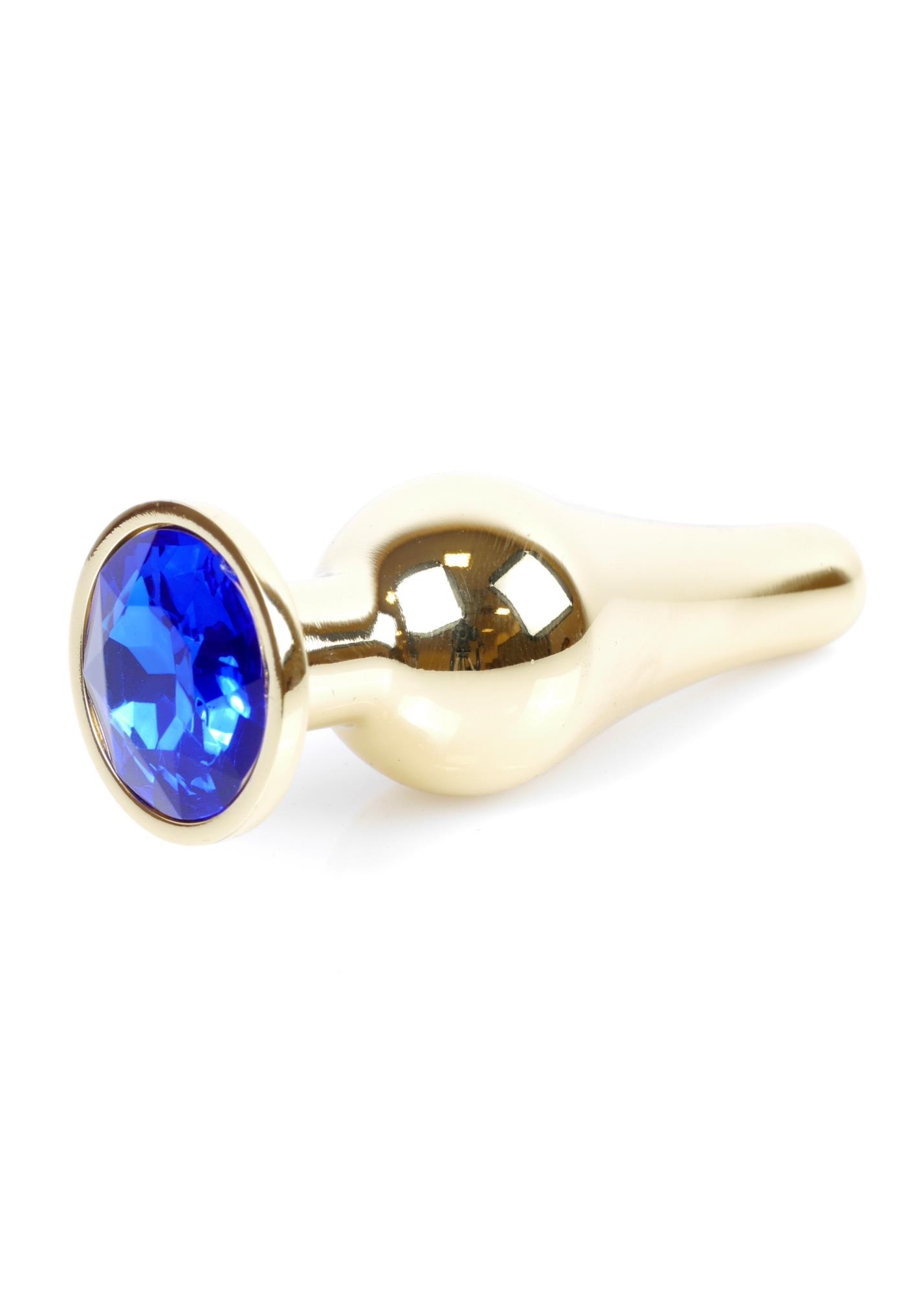 Plug-Jewellery Gold Butt Plug- Dark Blue