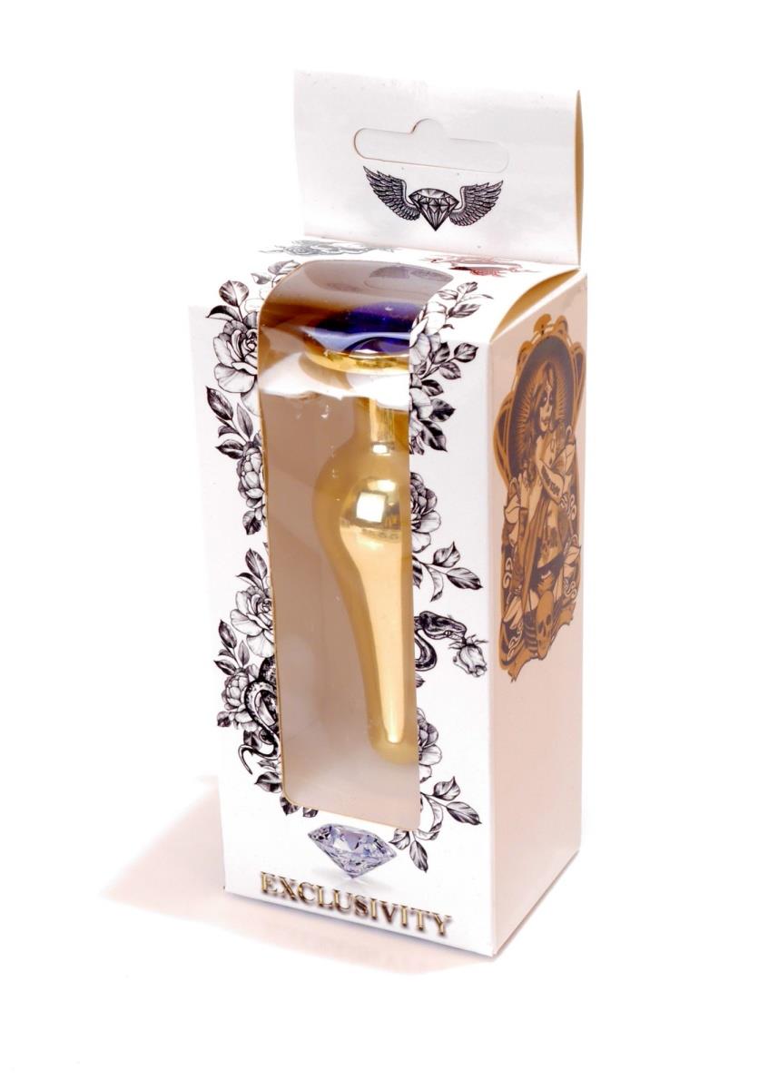 Plug-Jewellery Gold Butt Plug- Dark Blue