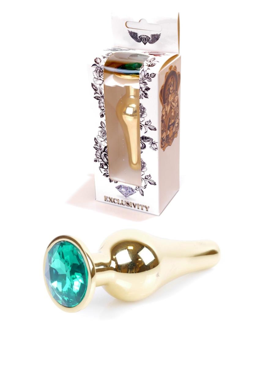 Plug-Jewellery Gold Butt Plug- Green
