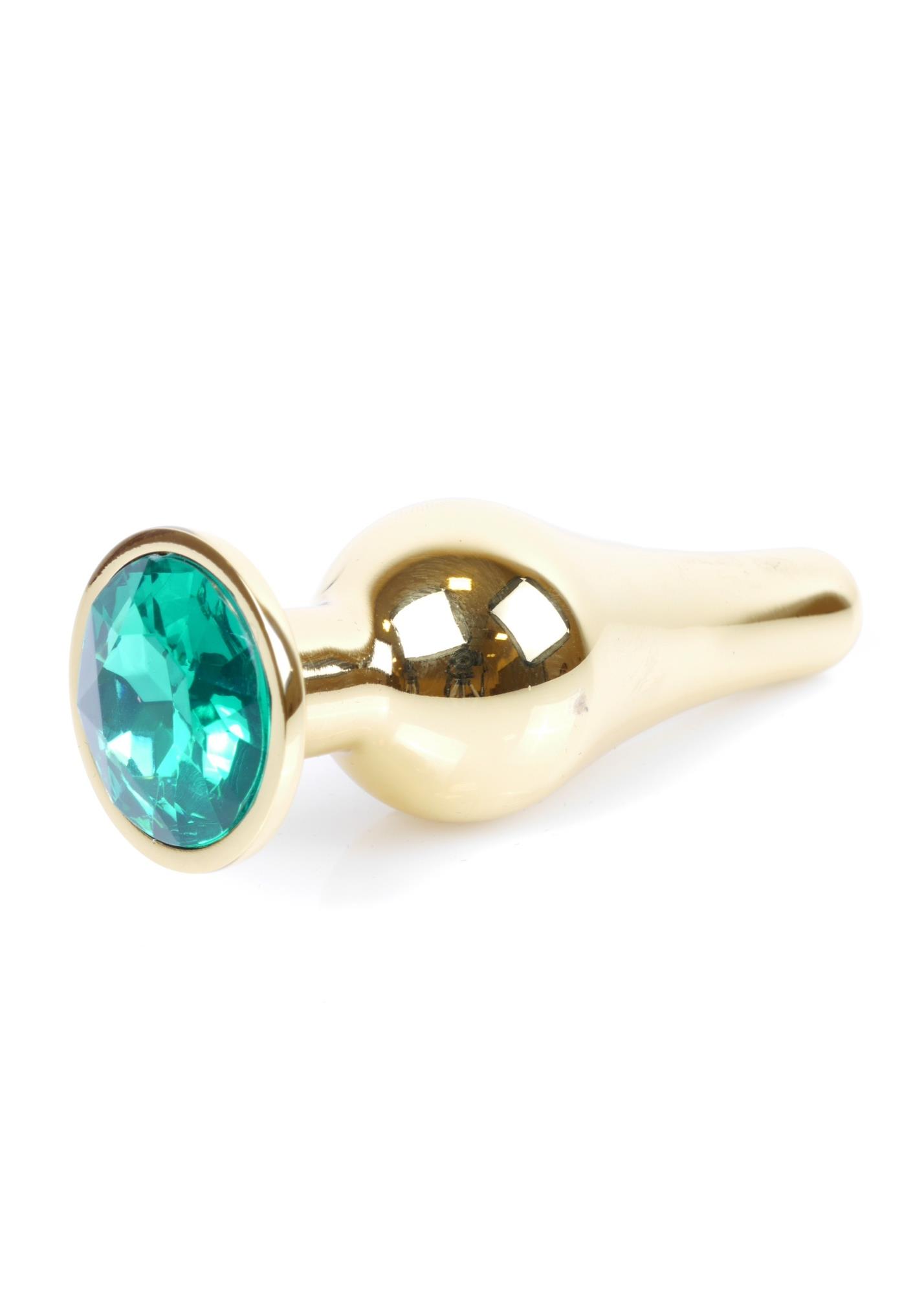 Plug-Jewellery Gold Butt Plug- Green