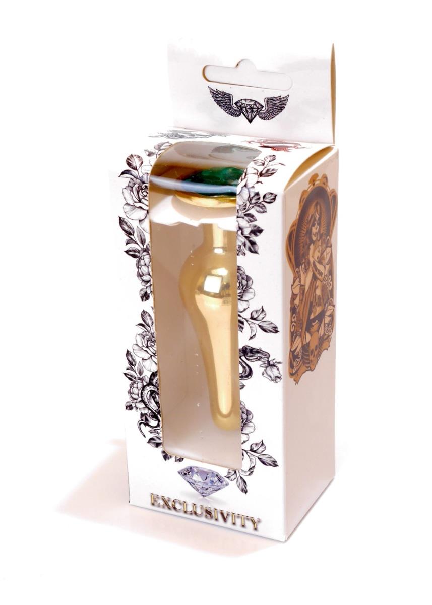 Plug-Jewellery Gold Butt Plug- Green