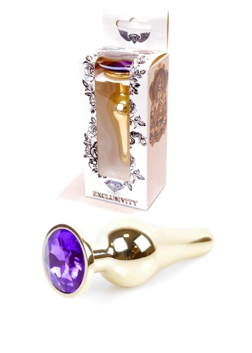 Plug-Jewellery Gold Butt Plug- Purple