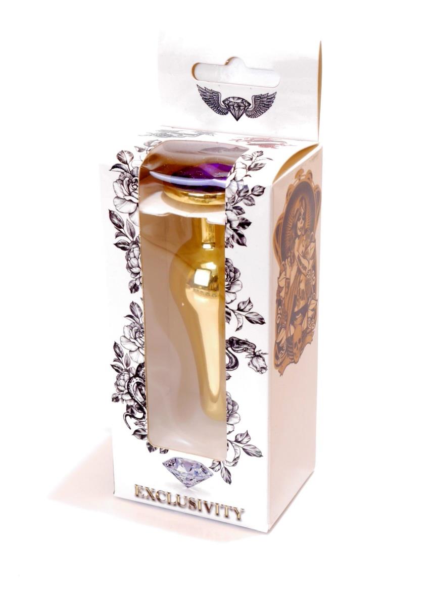 Plug-Jewellery Gold Butt Plug- Purple