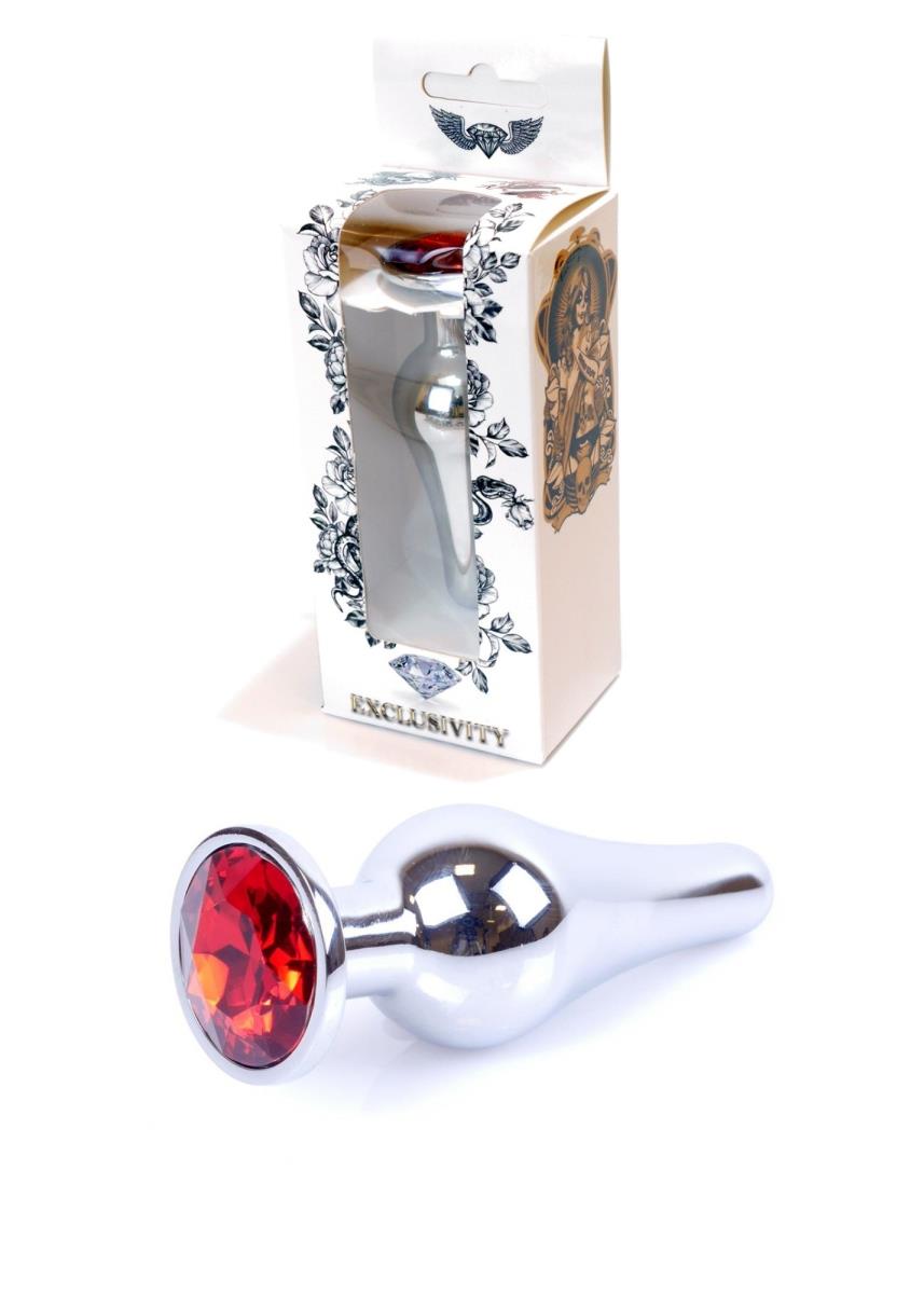 Plug-Jewellery Silver Butt Plug- Red