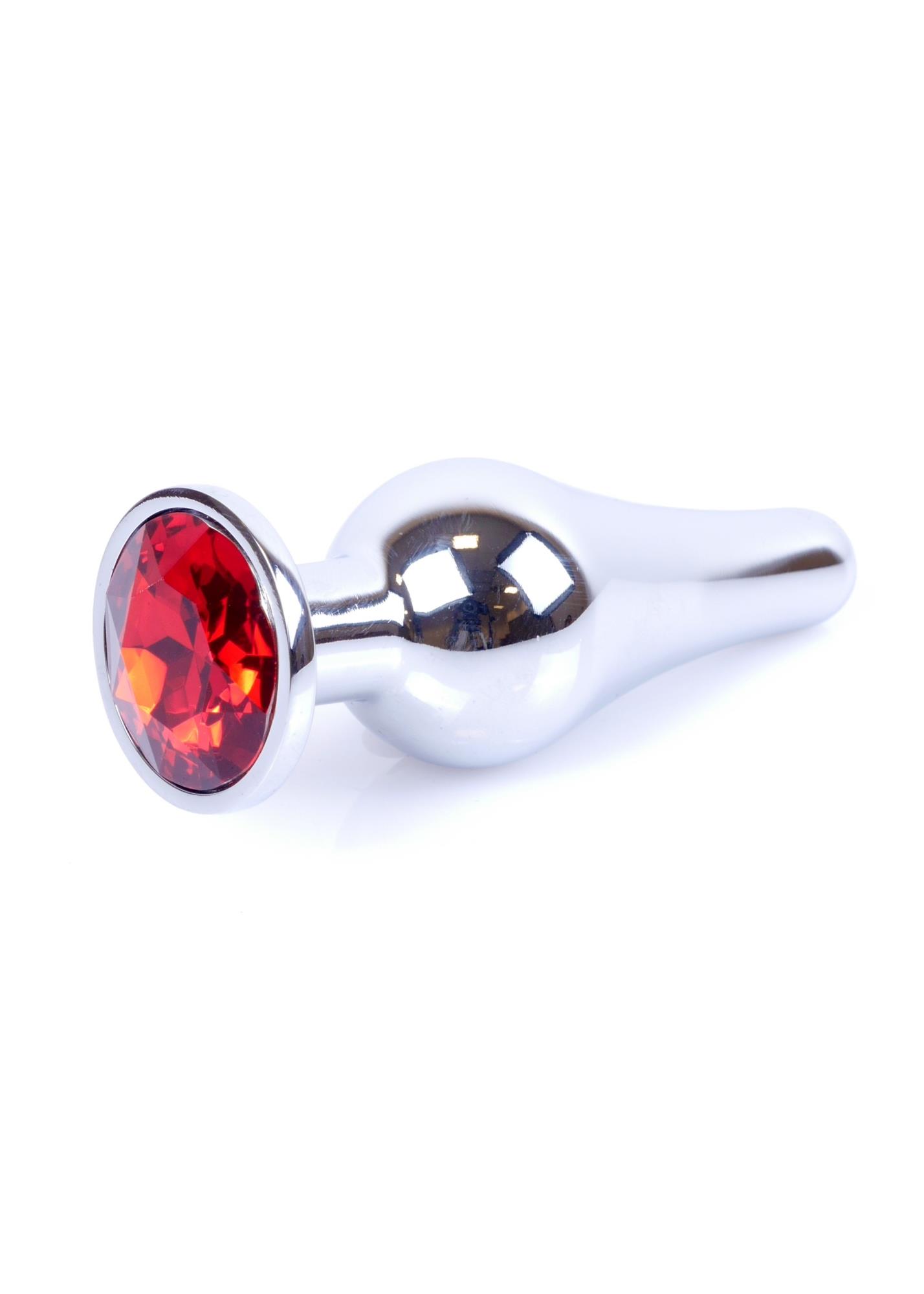 Plug-Jewellery Silver Butt Plug- Red