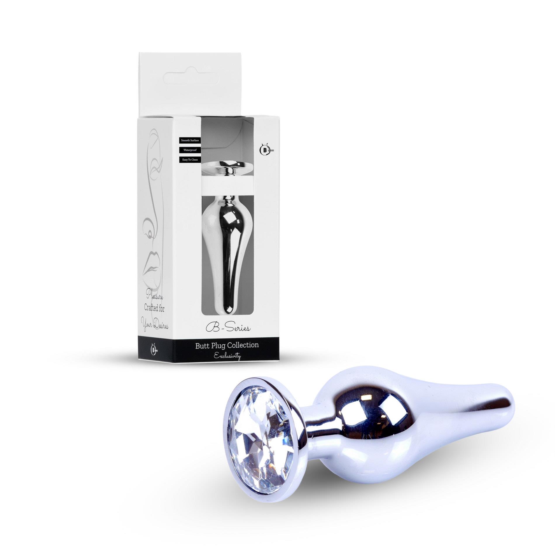 Plug-Jewellery Silver Butt Plug- Clear