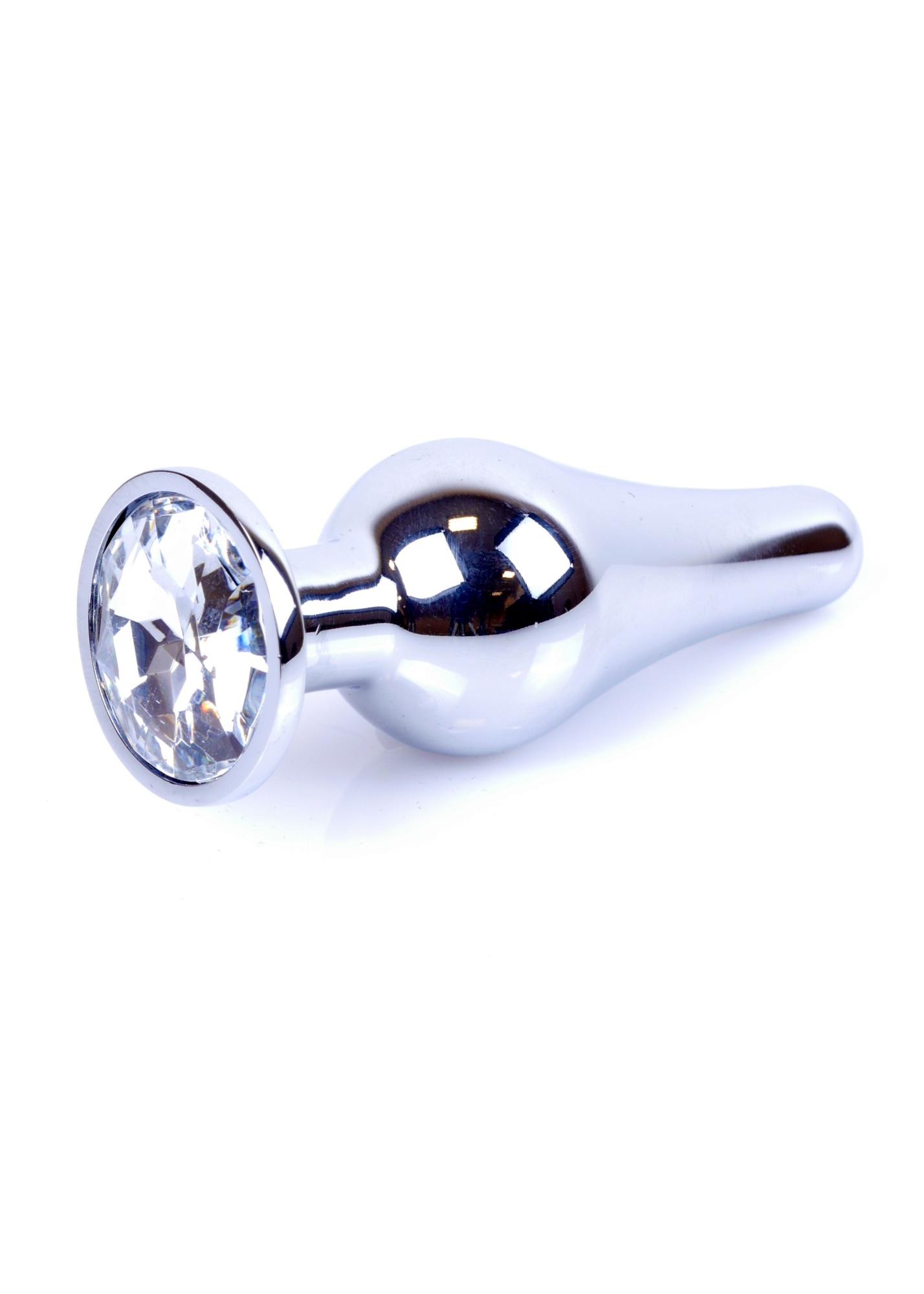 Plug-Jewellery Silver Butt Plug- Clear