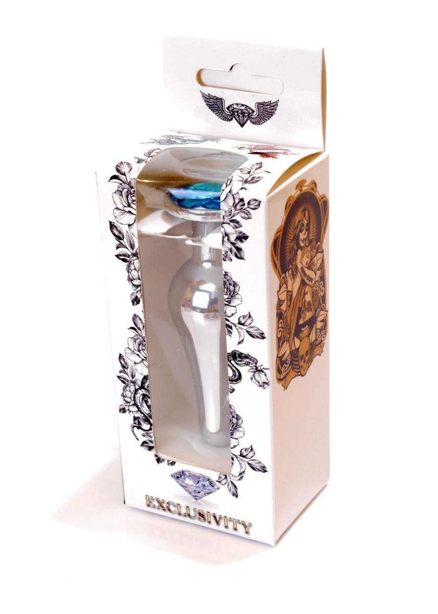 Plug-Jewellery Silver Butt Plug- Light Blue
