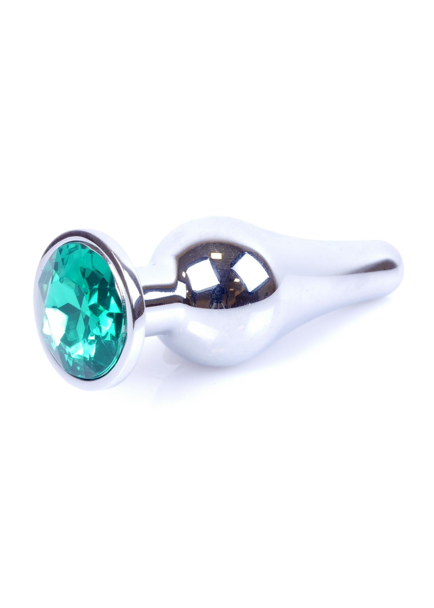 Plug-Jewellery Silver Butt Plug- Green