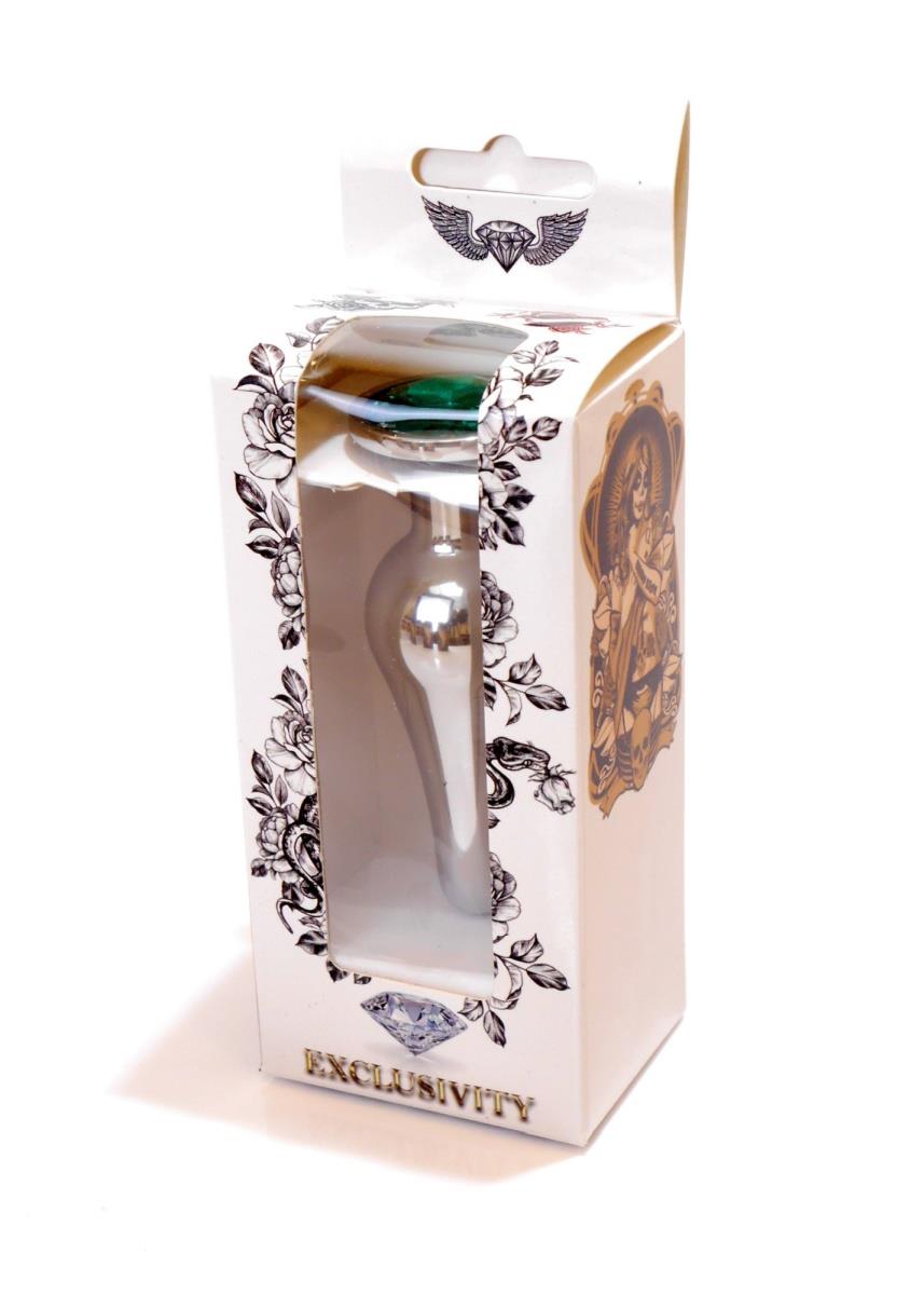 Plug-Jewellery Silver Butt Plug- Green