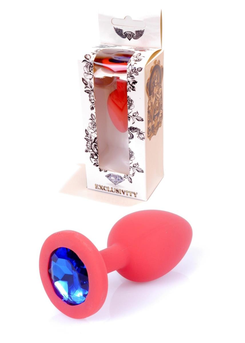 Plug-Jewellery Red Silicon Plug Small- Blue Diamond