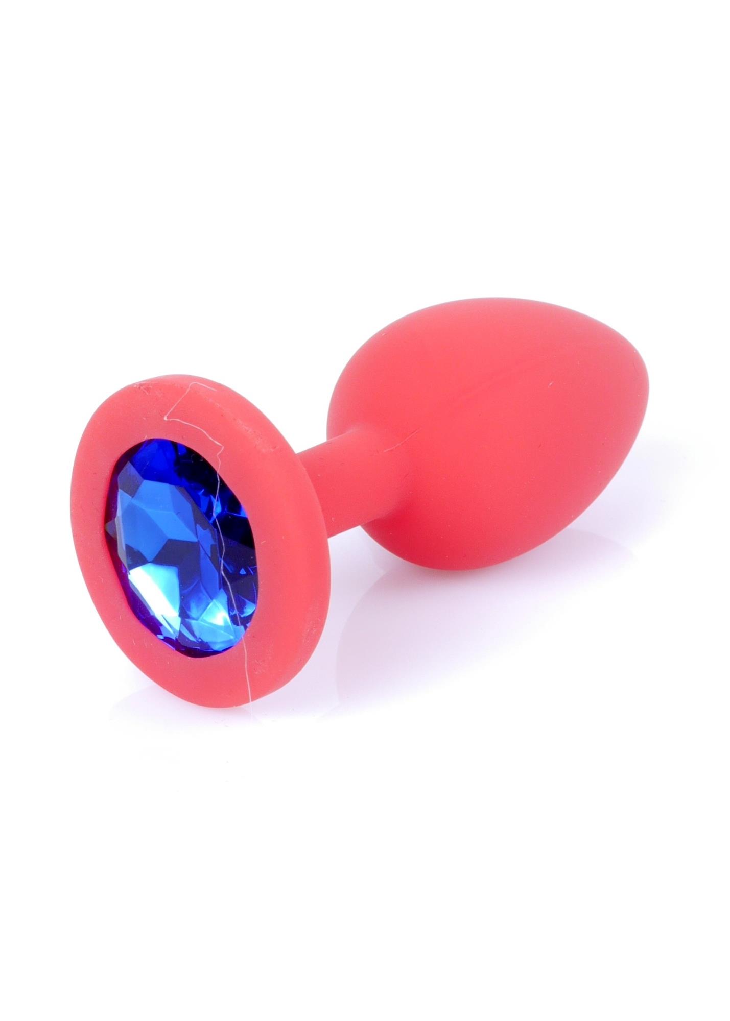Plug-Jewellery Red Silicon Plug Small- Blue Diamond