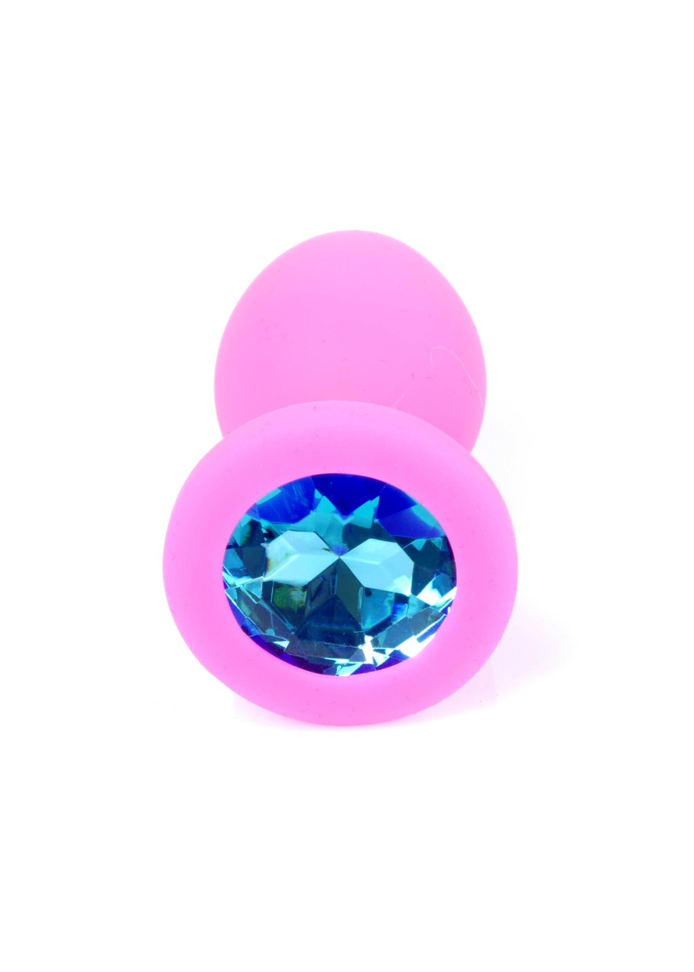 Plug-Jewellery Pink Silicon Plug Small- Light Blue Diamond