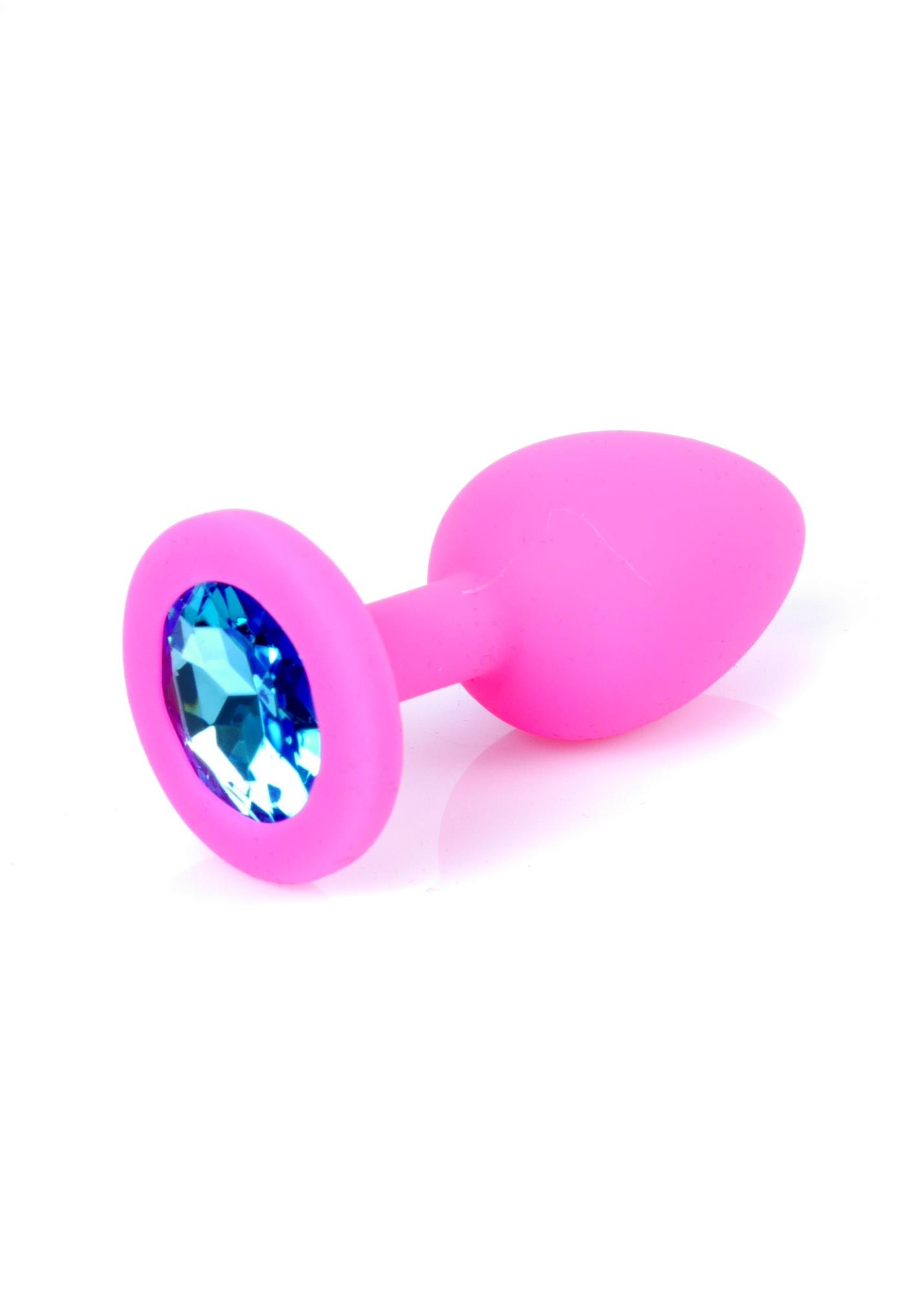 Plug-Jewellery Pink Silicon Plug Small- Light Blue Diamond