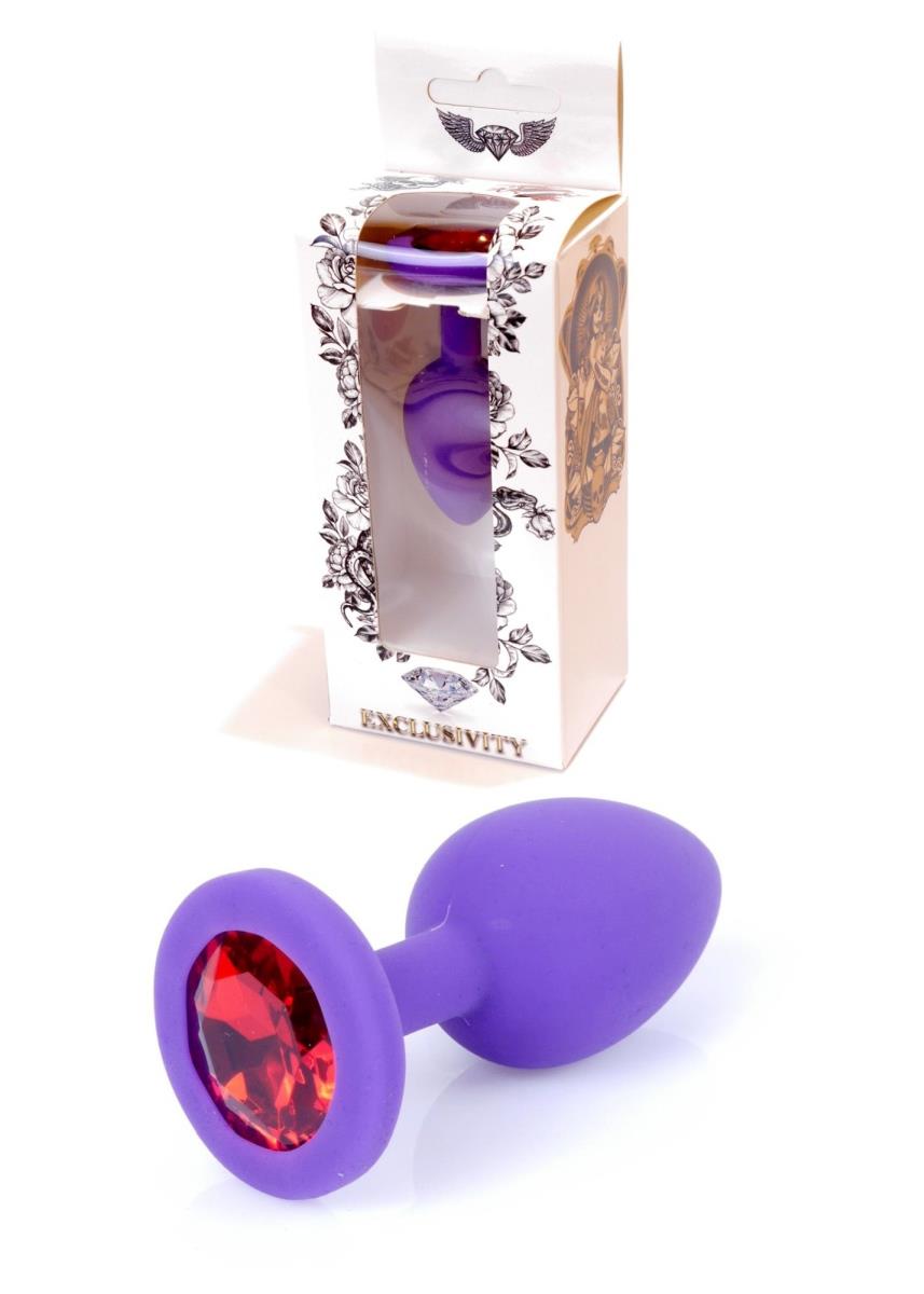 Plug-Jewellery Purple Silicon Plug Small- Red Diamond