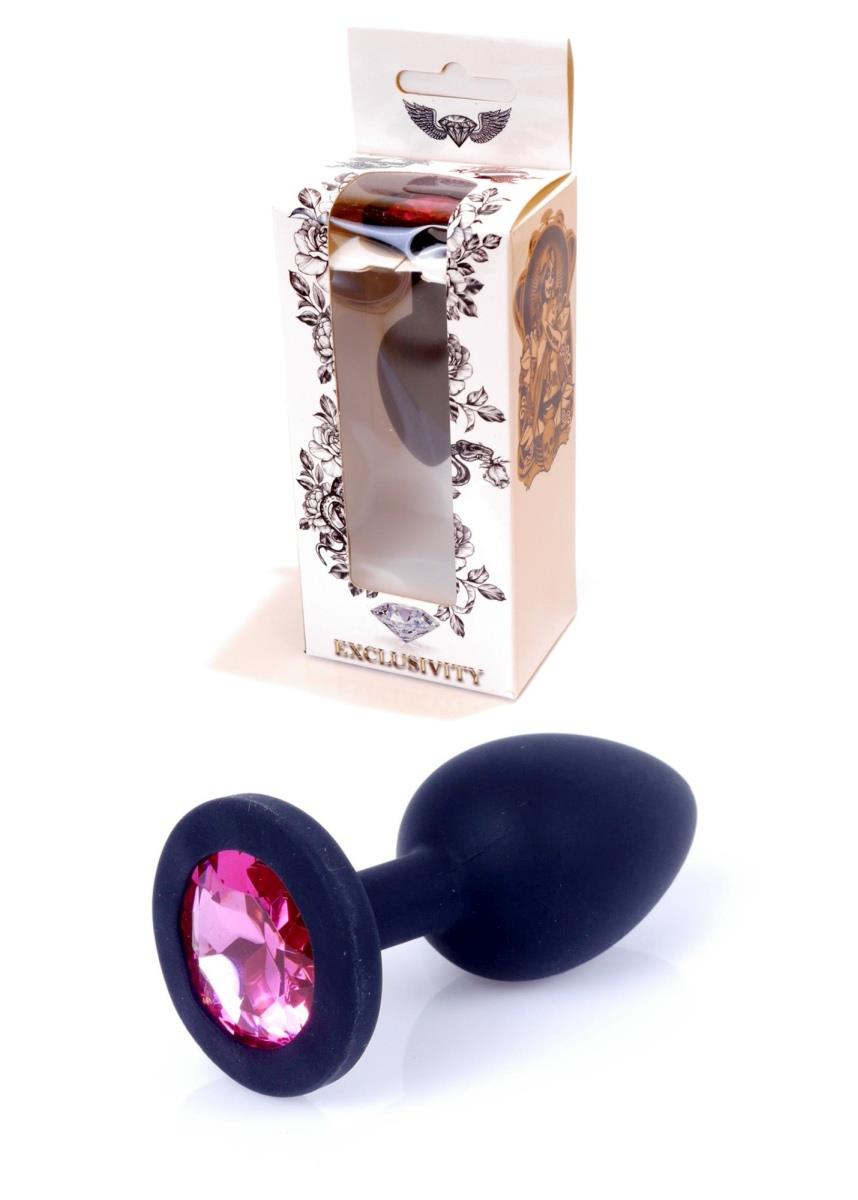 Plug-Jewellery Black Silicon Plug Small- Pink Diamond