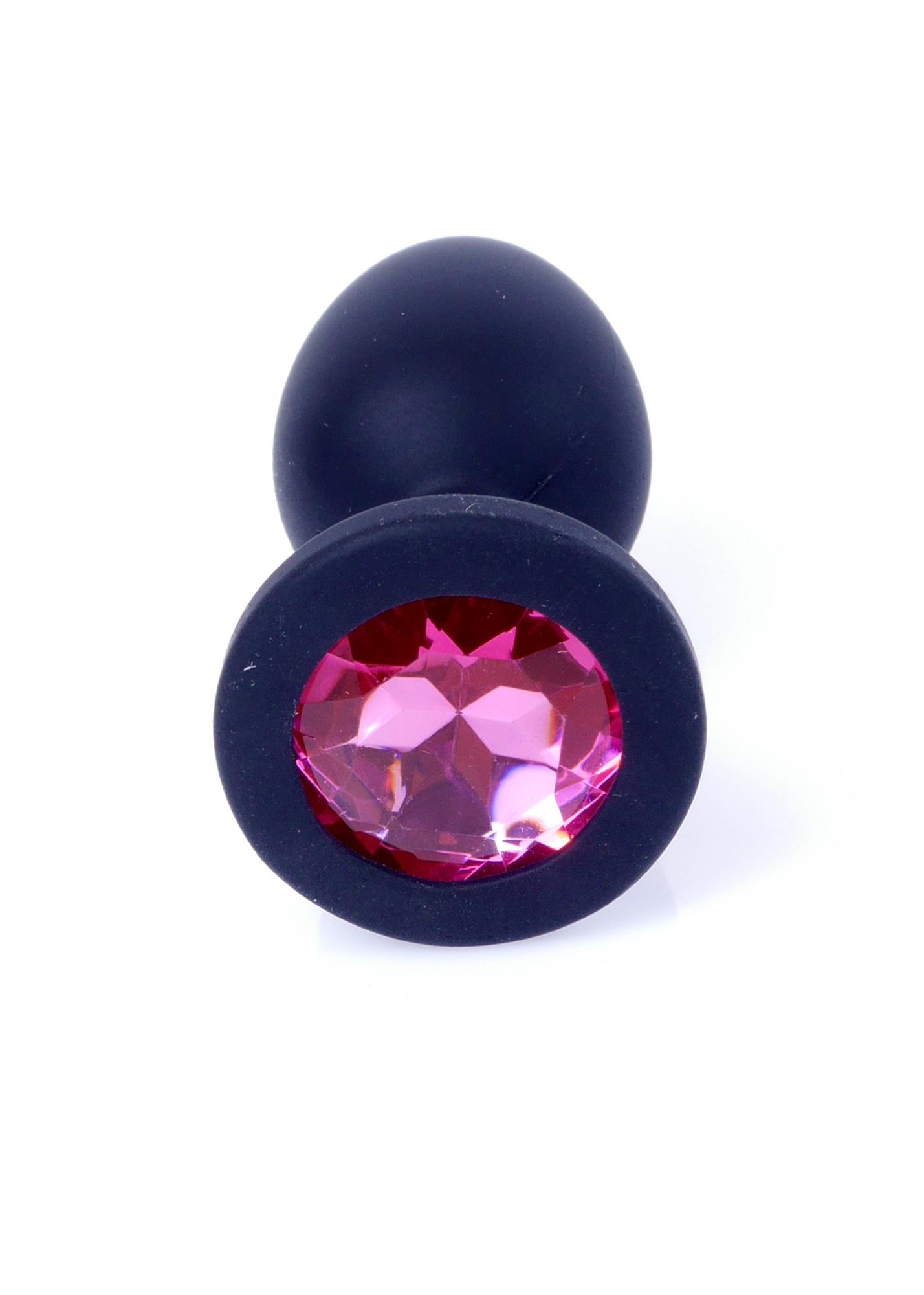 Plug-Jewellery Black Silicon Plug Small- Pink Diamond