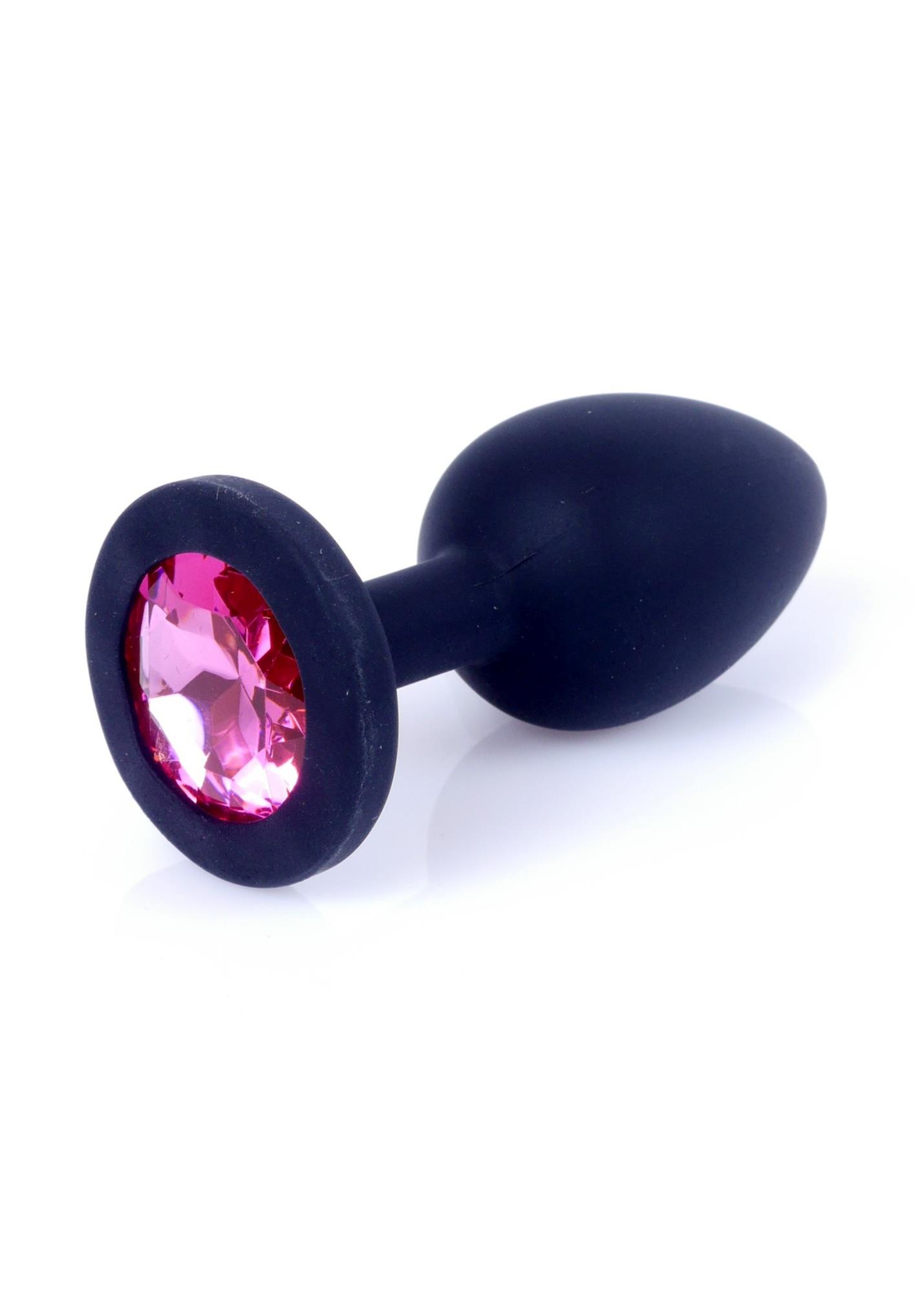 Plug-Jewellery Black Silicon Plug Small- Pink Diamond