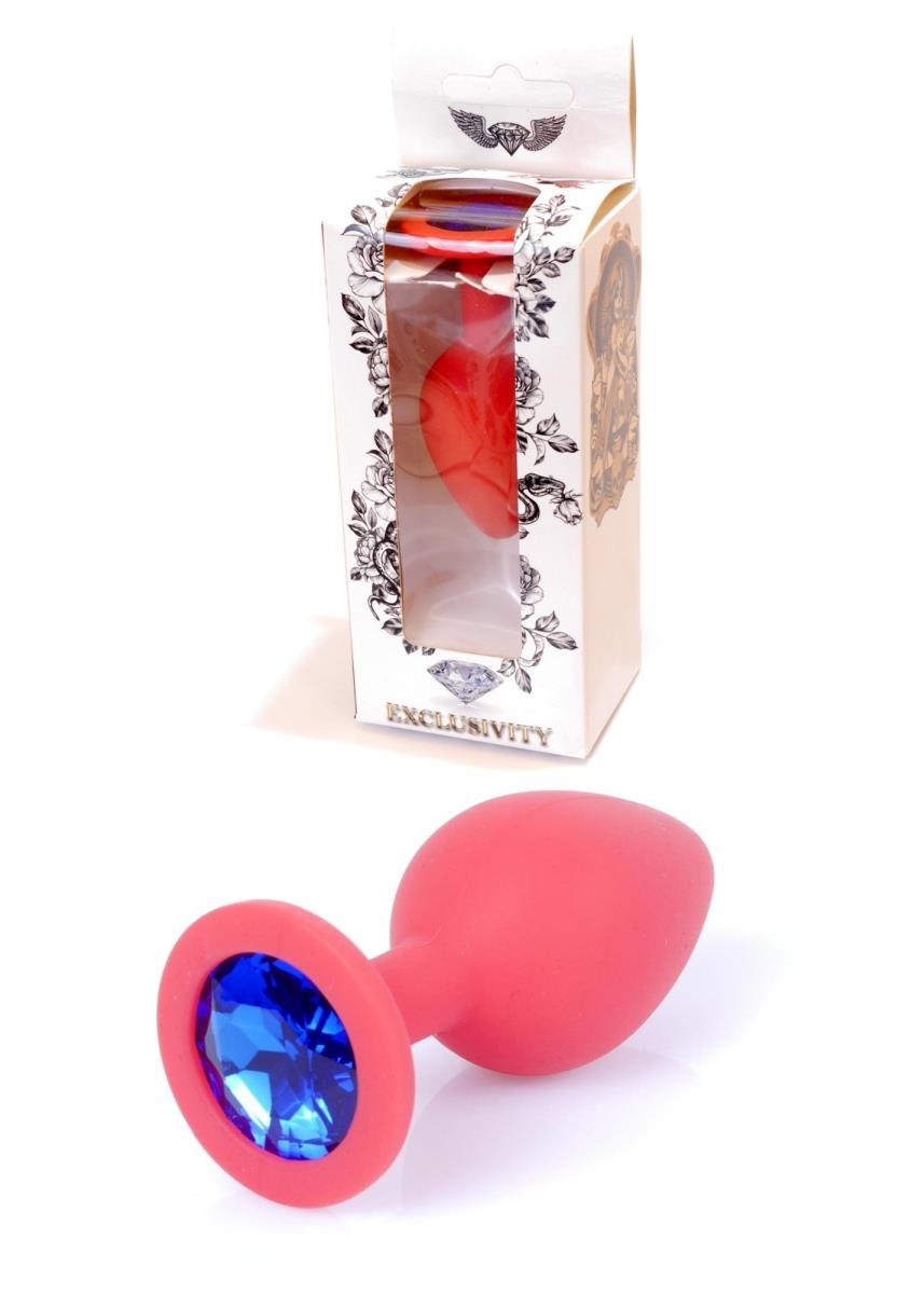 Plug-Jewellery Red Silicon Plug Medium- Blue Diamond