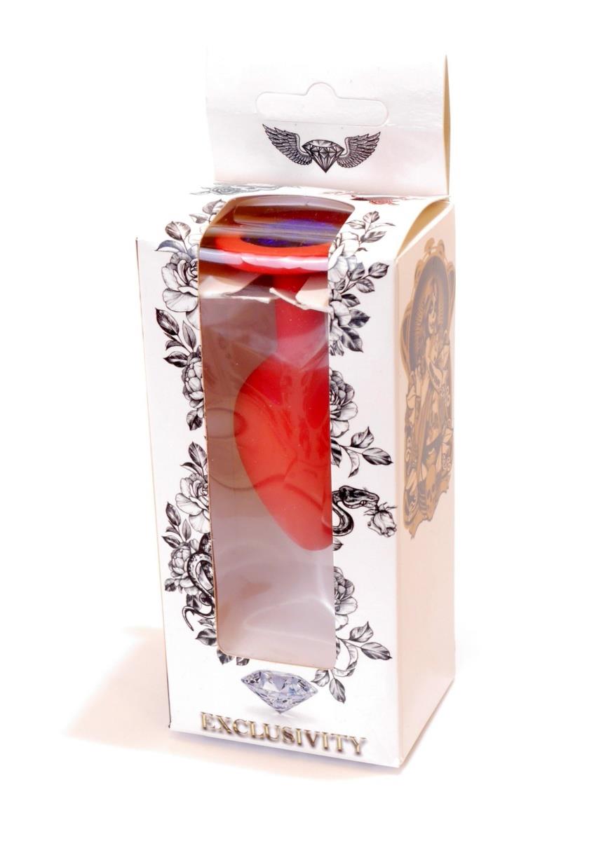 Plug-Jewellery Red Silicon Plug Medium- Blue Diamond