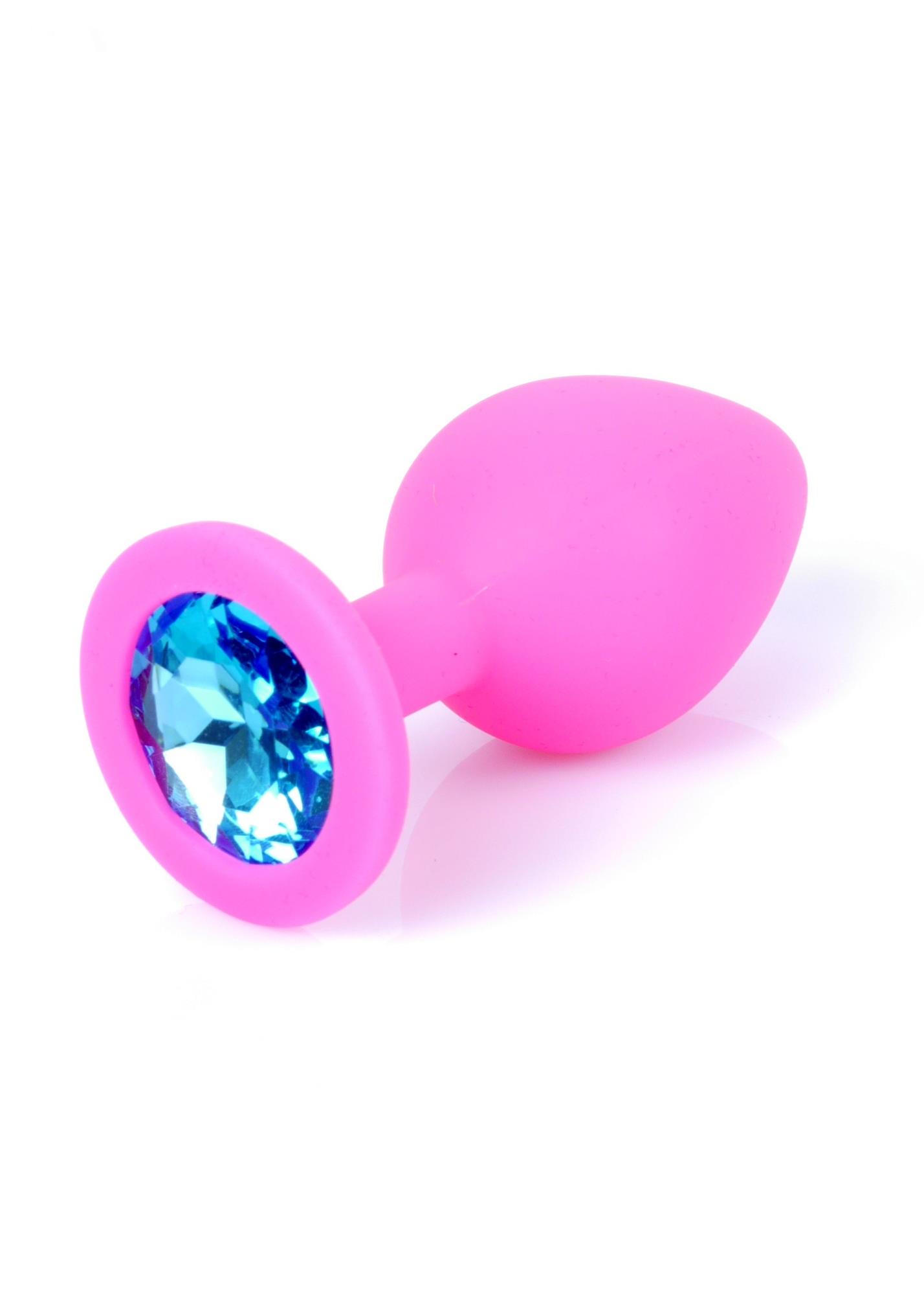 Plug-Jewellery Pink Silicon Plug Medium- Light Blue Diamond