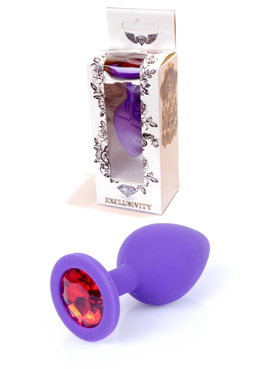 Plug-Jewellery Purple Silicon Plug Medium- Red Diamond