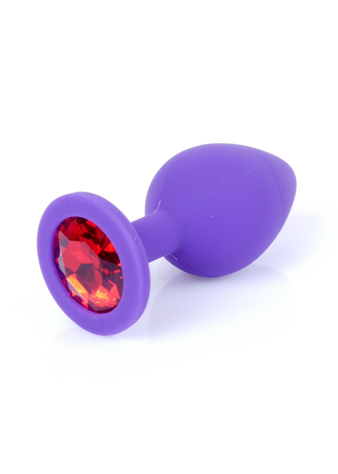 Plug-Jewellery Purple Silicon Plug Medium- Red Diamond
