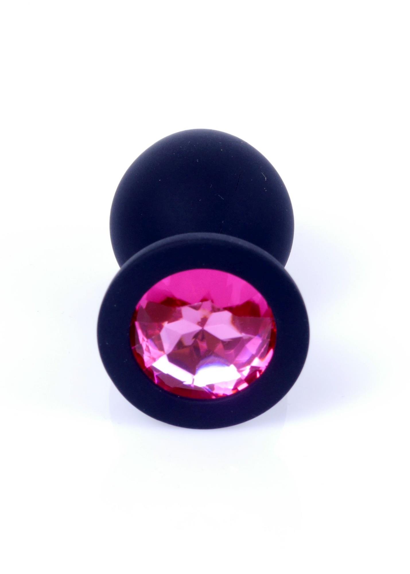 Plug-Jewellery Black Silicon Plug Medium- Pink Diamond