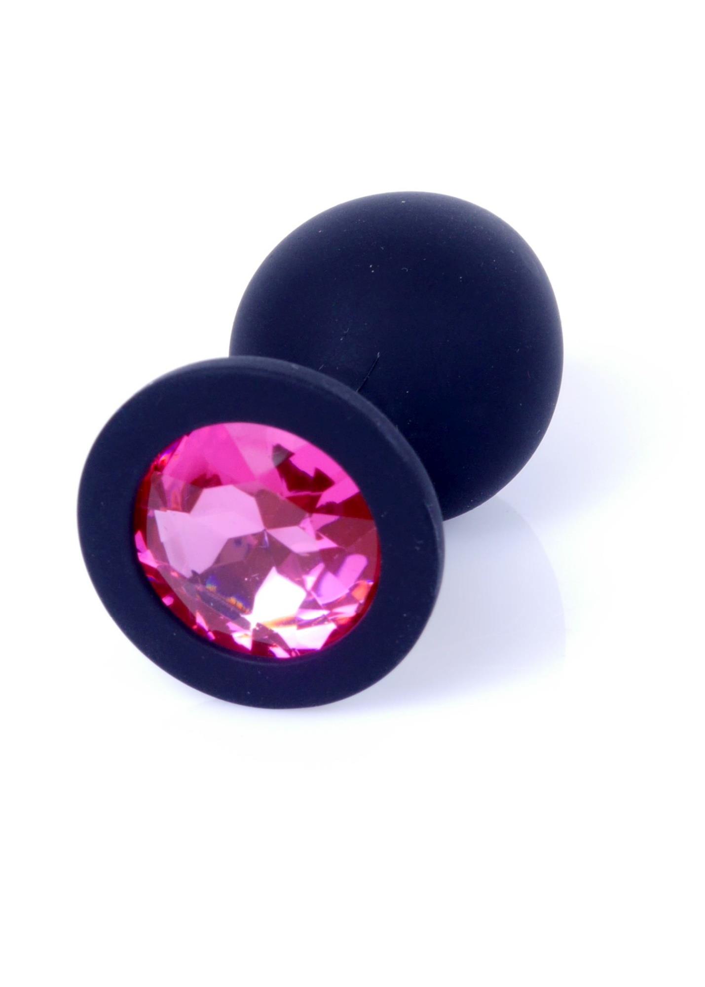 Plug-Jewellery Black Silicon Plug Medium- Pink Diamond