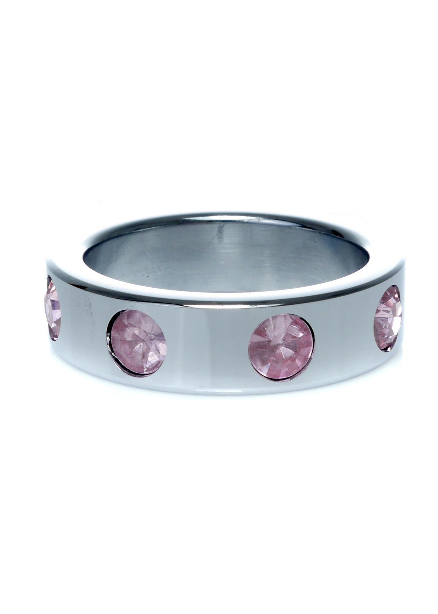 Pierścień-Metal Cock Ring With Rose Diamonds Large
