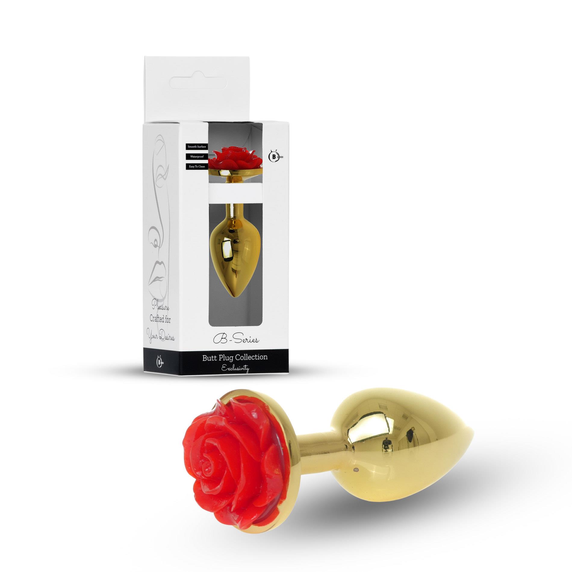 Plug-Jewellery Gold Plug Rose- Red