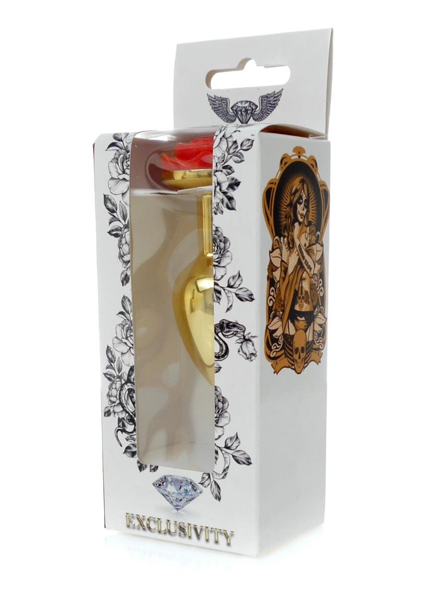 Plug-Jewellery Gold Plug Rose- Red