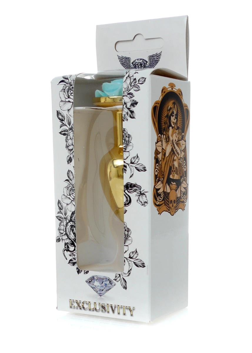 Plug-Jewellery Gold Plug Rose- Light Blue