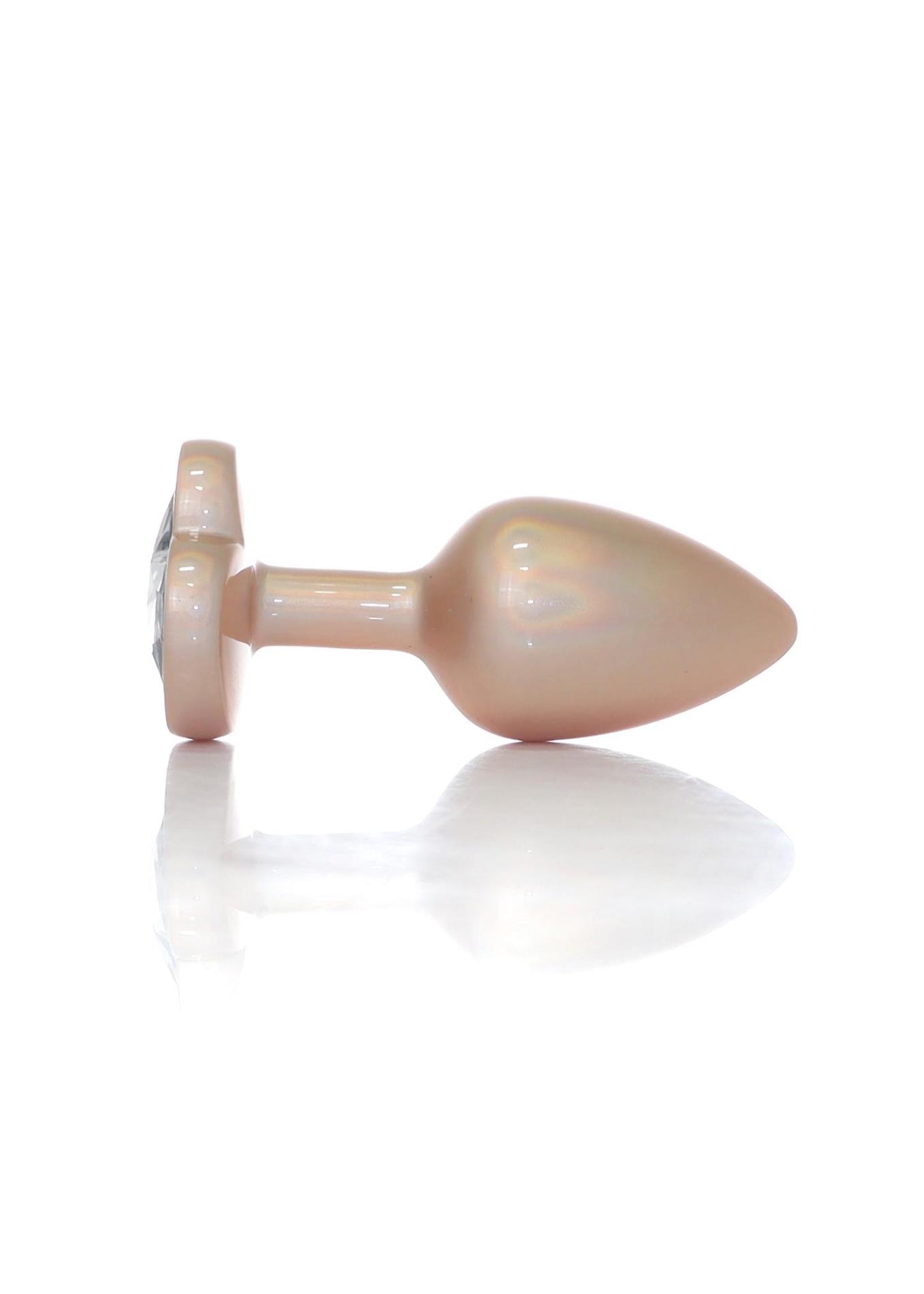 Plug-Jewellery Pearl Gold Heart Plug- Clear S