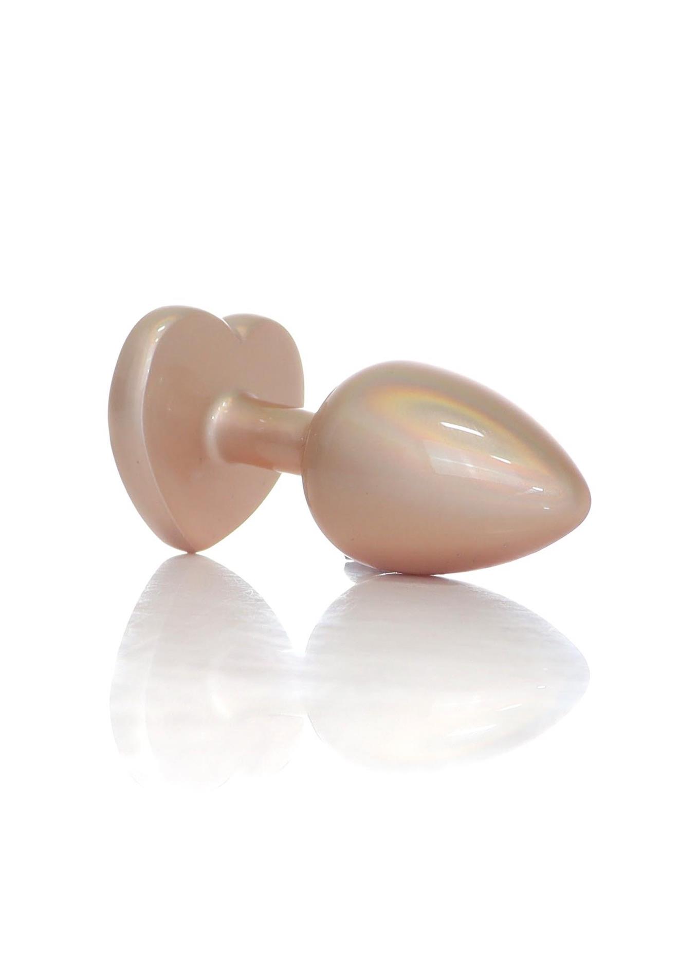 Plug-Jewellery Pearl Gold Heart Plug- Clear S
