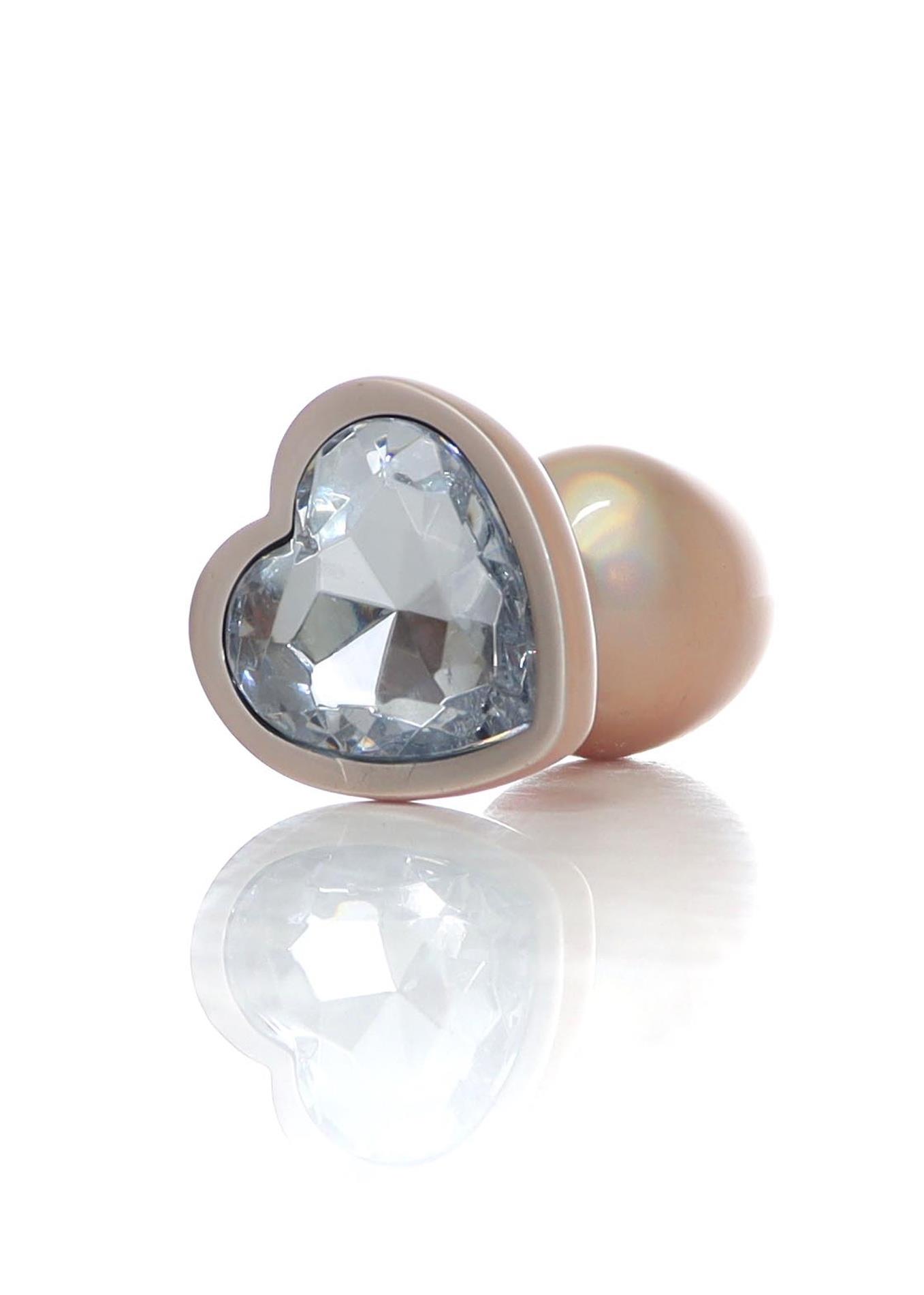 Plug-Jewellery Pearl Gold Heart Plug- Clear S