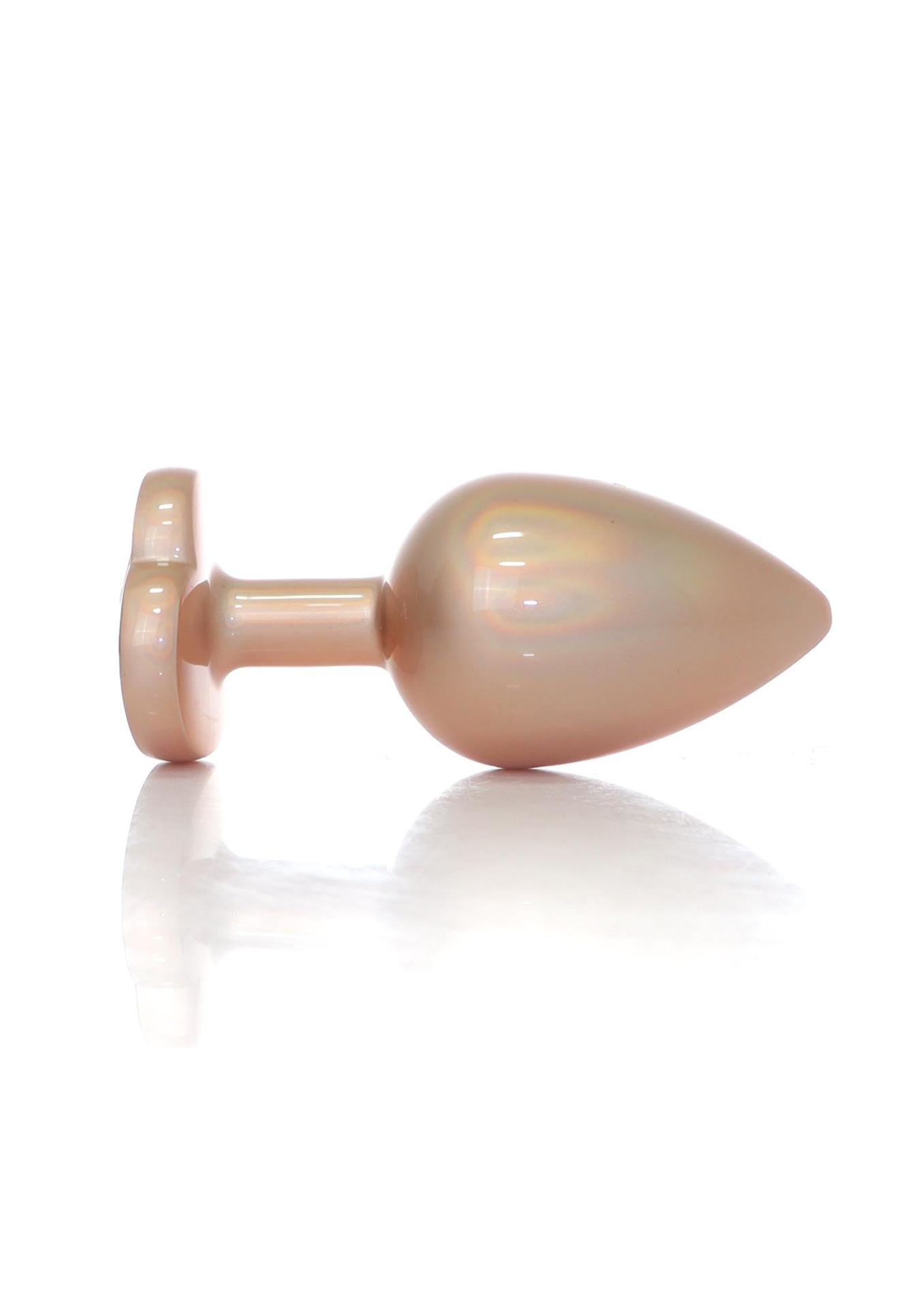 Plug-Jewellery Pearl Gold Heart Plug- Clear L