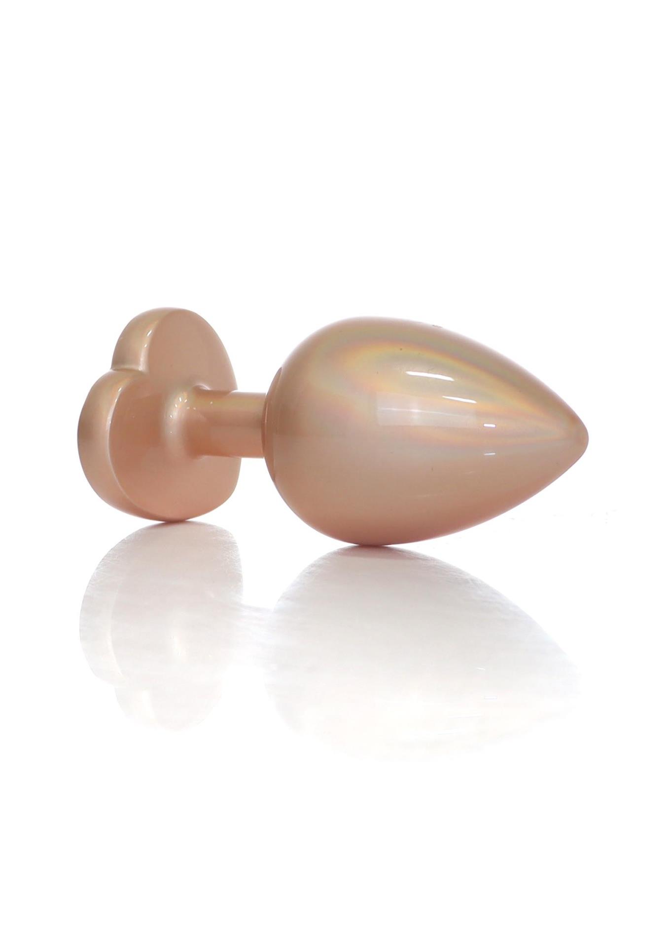 Plug-Jewellery Pearl Gold Heart Plug- Clear L