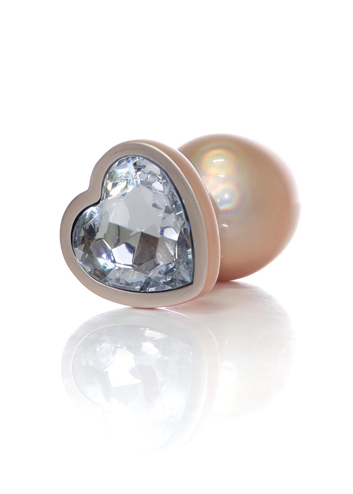 Plug-Jewellery Pearl Gold Heart Plug- Clear L