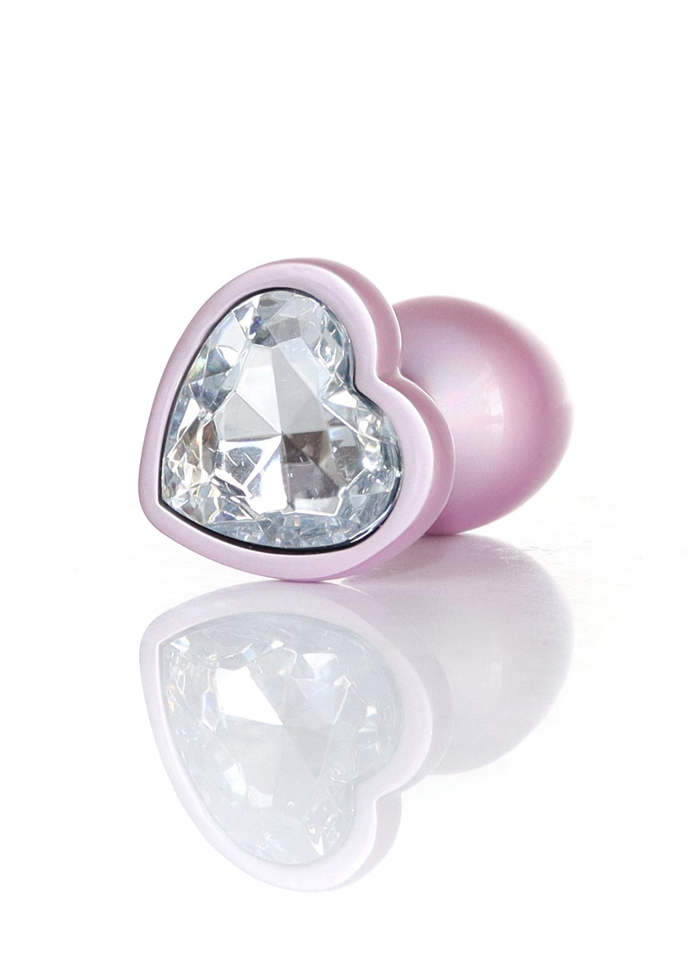Plug-Jewellery Pearl Pink Heart Plug- Clear S
